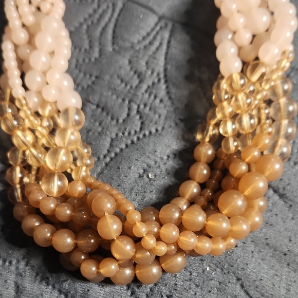 Vintage Multi-Strand Beaded Statement Necklace – Neutral Elegance - Picture 4 of 4